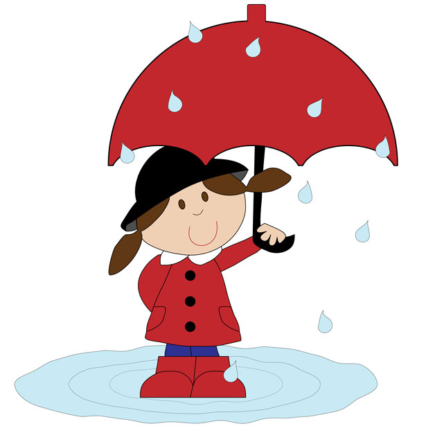 Kid with umbrella clipart