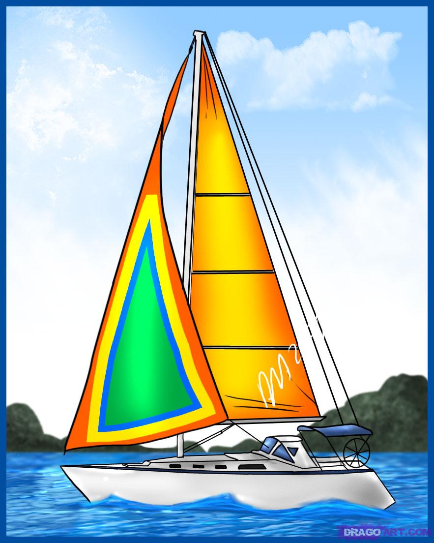 How to Draw a Sailboat, Step by Step, Boats, Transportation, FREE ...