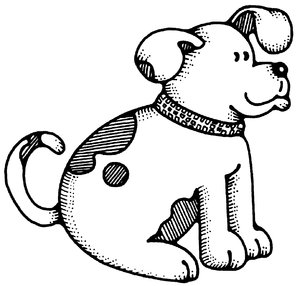Black And White Cartoon Dog