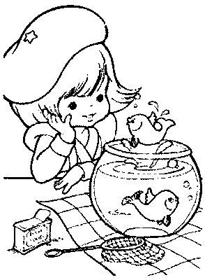 cute fish bowl family coloring page