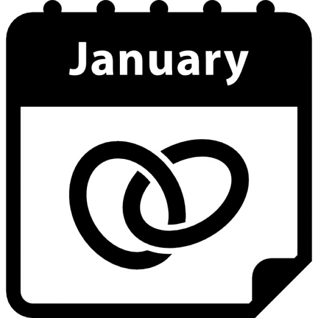 Wedding anniversary January calendar page Icons | Free Download