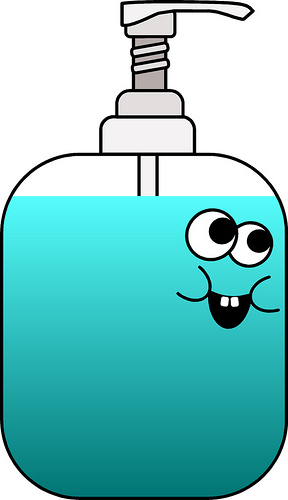 Using hand sanitizer clipart