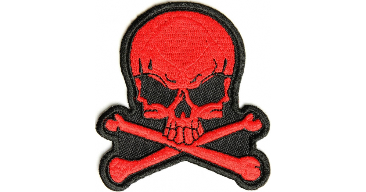 Small Red Skull and Cross Bones Biker PATCH | Skull Patches ...