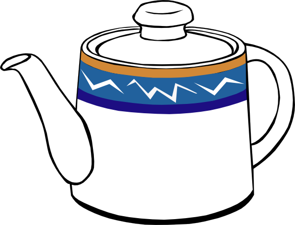 Teapot Black White Clipart