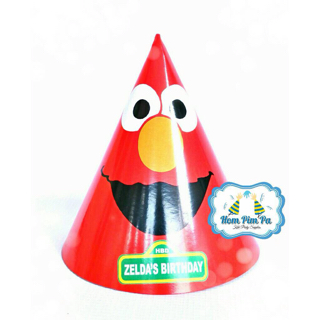 Jual topi kerucut elmo full frame / topi ultah elmo hompimpa party ...