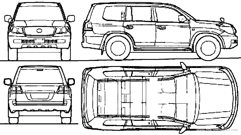 2010 Toyota Land Cruiser SUV blueprints free - Outlines