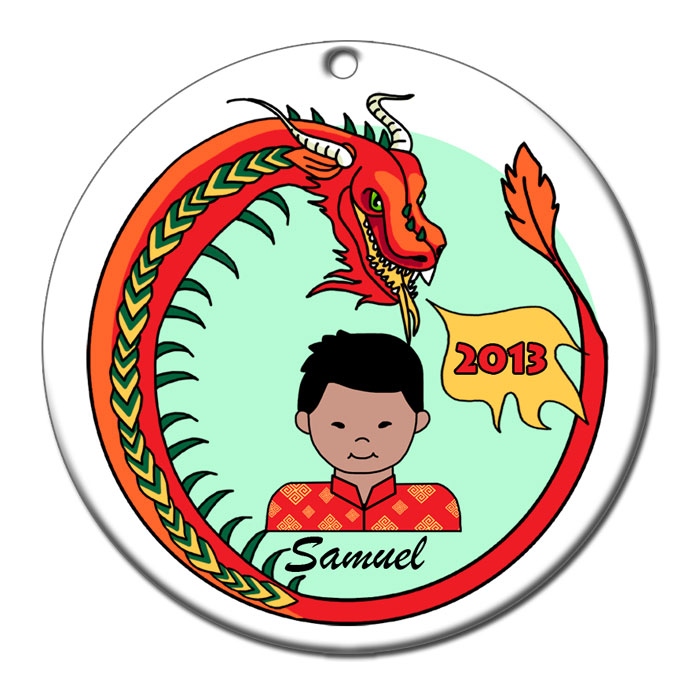 Personalized Fire Breathing Dragon Christmas Ornament - Boy