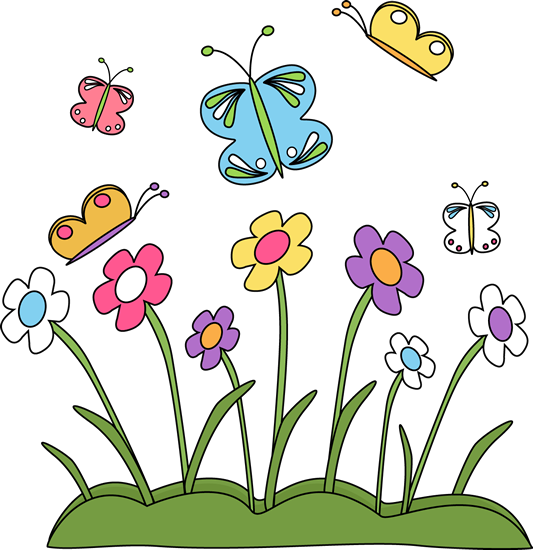 Spring Flowers and Butterflies Clip Art - Spring Flowers and ...