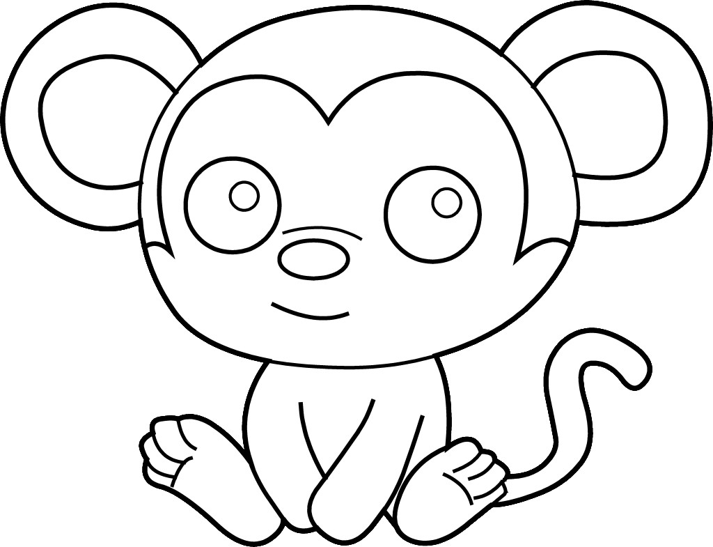 Little Monkey Coloring Page Free Clip Art | ViceVega.