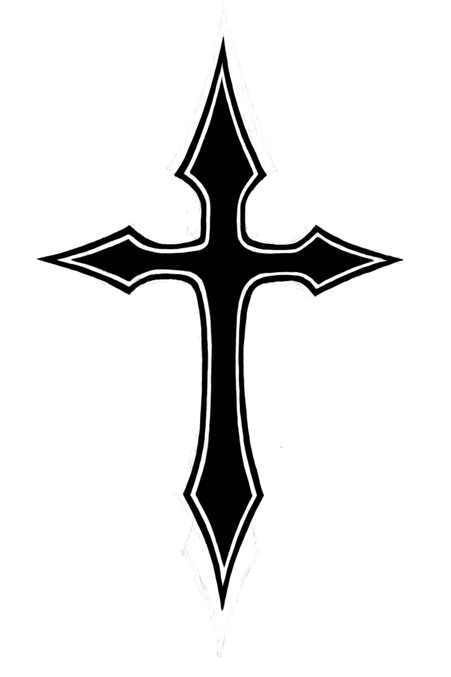 Black And White Cross Tattoo