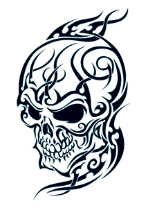 Tribal Flames Skull | TattooForAWeek.com - Temporary Tattoos ...