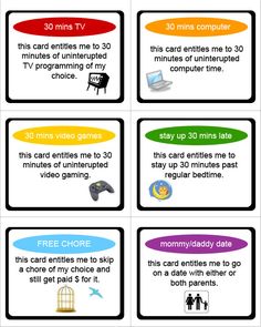 Behavior helpers | Chore Cards, Technology Tickets and R…