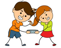 Brother and sister fighting clipart