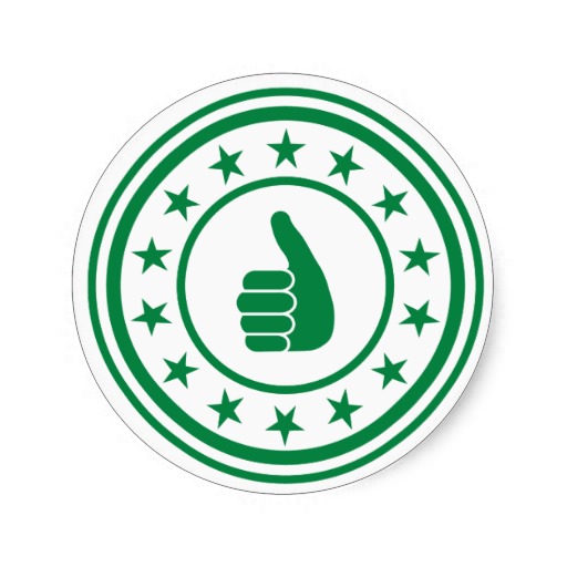 Green thumbs up seal stickers from Zazzle.