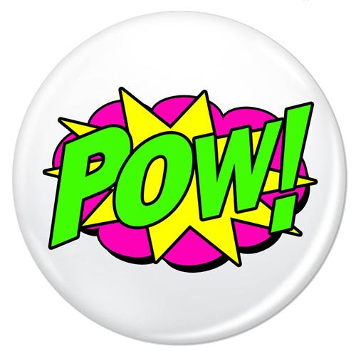 Pow! 80s Comic Style Retro Badge 38mm - 80sneonfancydress.