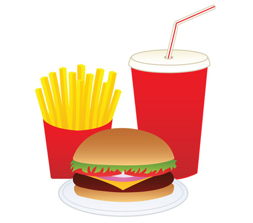 Hamburger, Potato Fries and Drink Fast Food free vector clipart ...