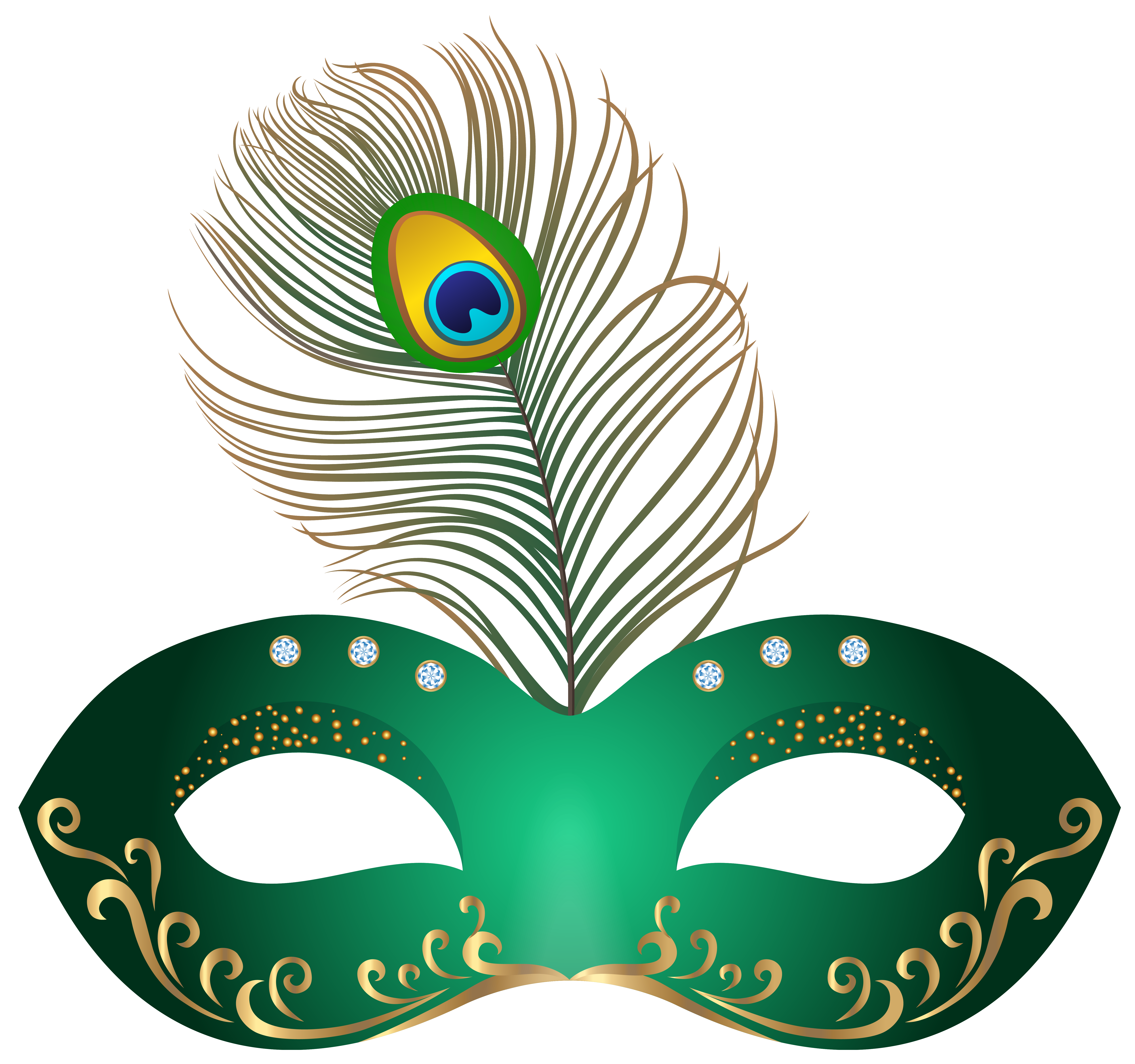 Green Carnival Mask PNG Clip Art Image