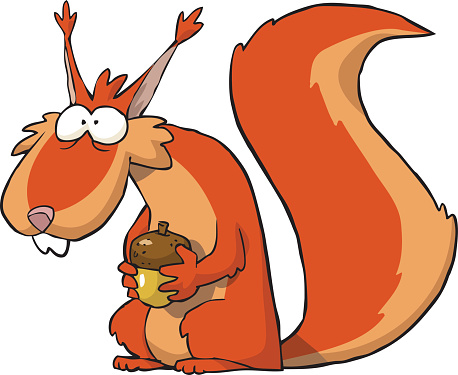 Drawing Of The Squirrels Eating Nuts Clip Art, Vector Images ...