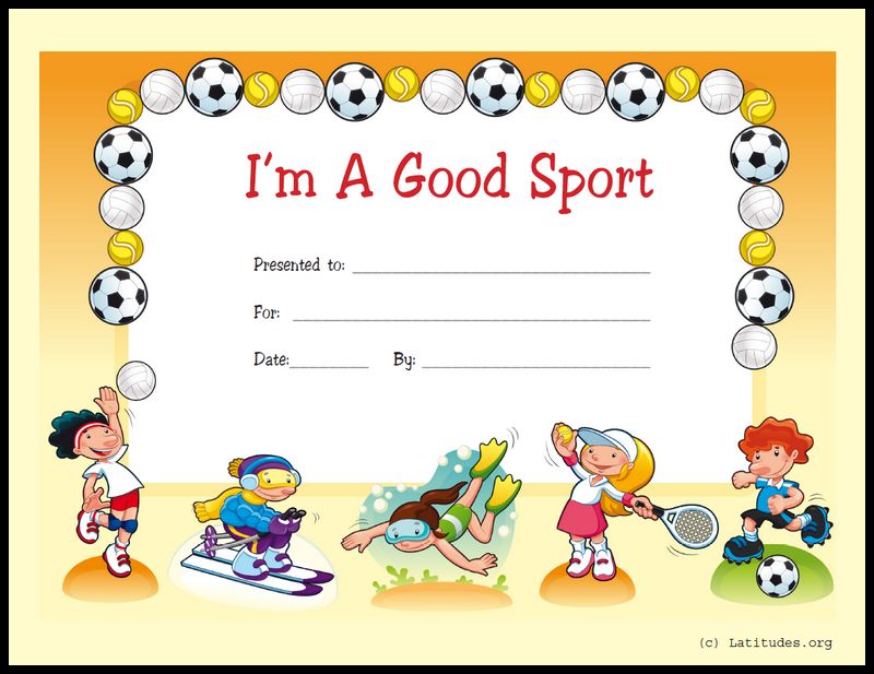 FREE Award Certificate - I'm a Good Sport (Primary) | ACN Latitudes