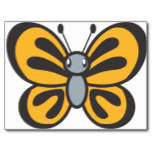 Orange Butterfly Cartoon Round Stickers from Zazzle.