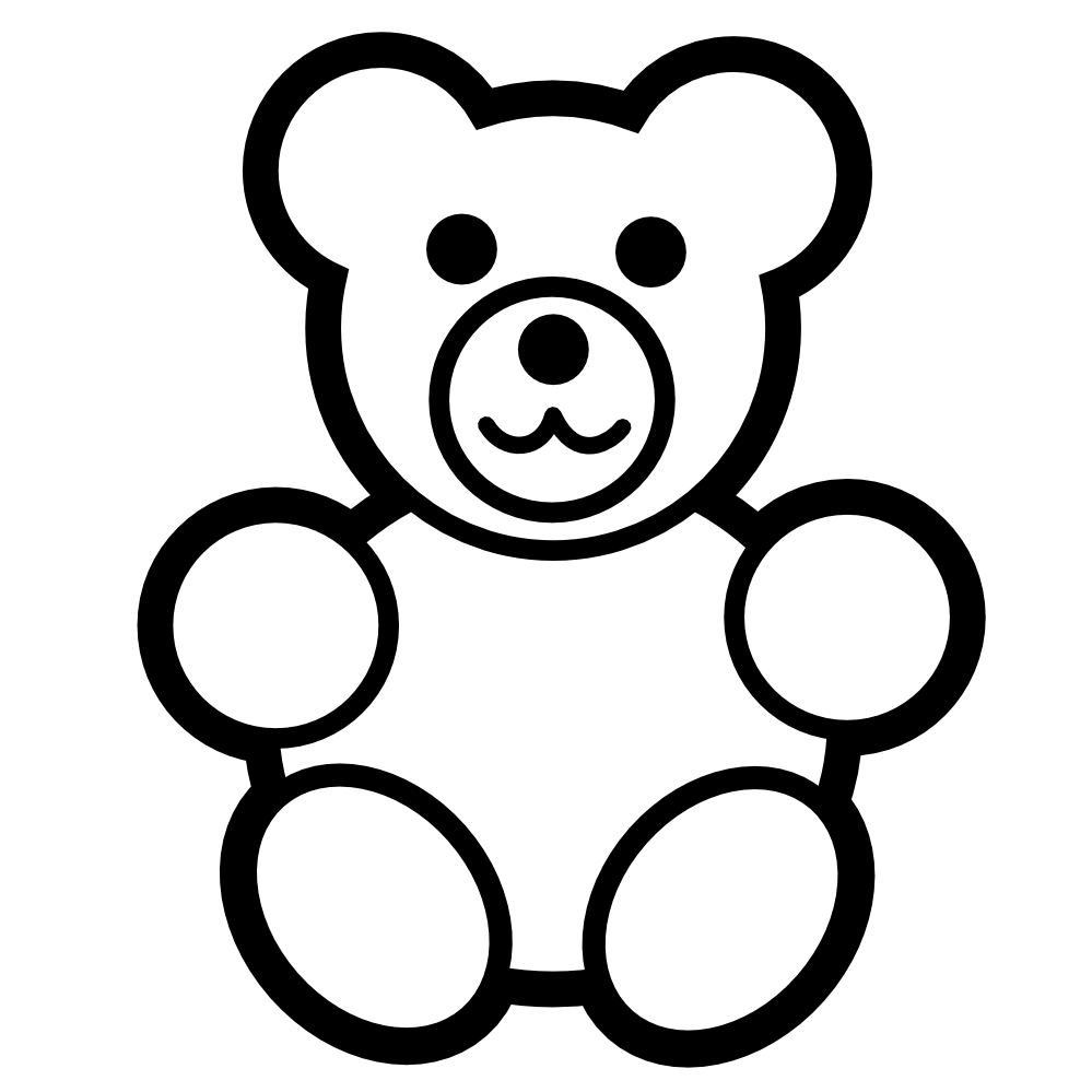 Clip Art: teddy bear icon black white line art ...