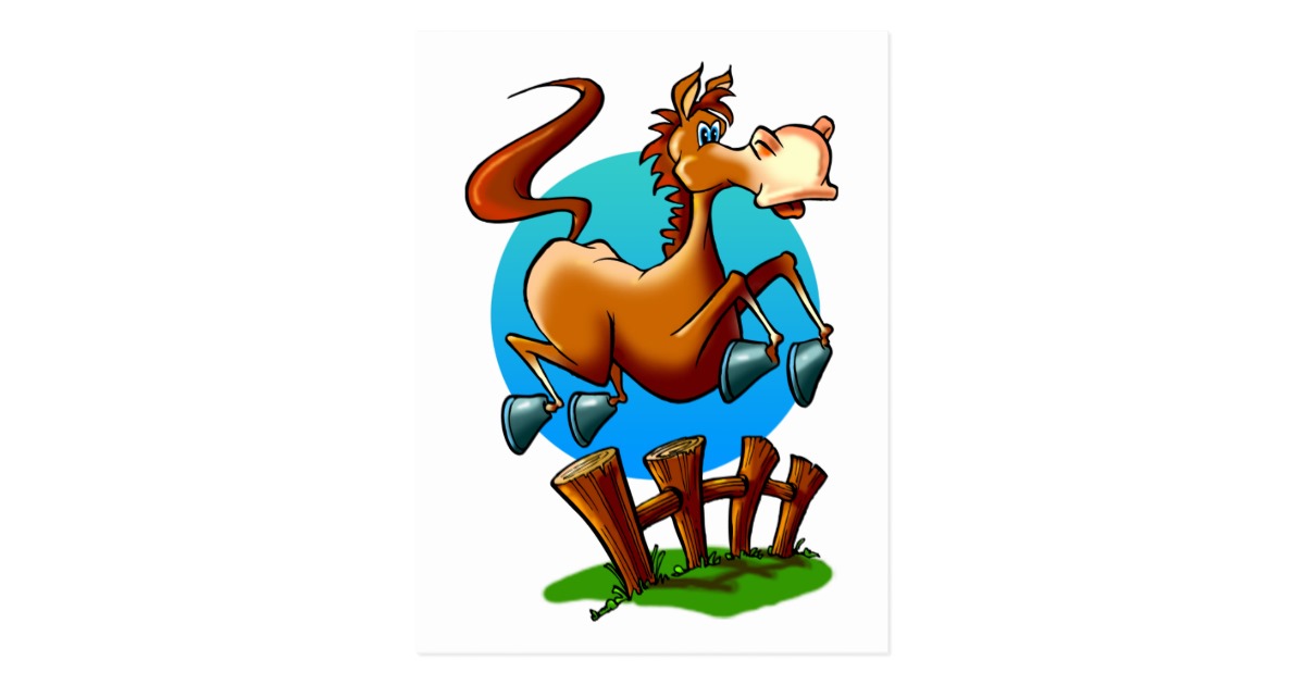 Cartoon Pony Jumping Postcard | Zazzle