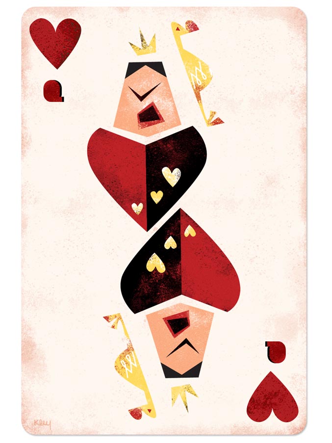 fancy queen of hearts casino playing card