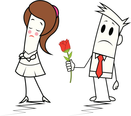 Drawing Of A Boy Giving Rose To Girl Clip Art, Vector Images ...
