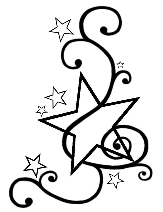 Star tattoos, Swirls and Stars