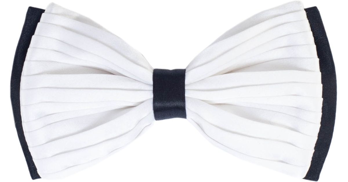 Black.co.uk Black And White Silk Pleated Bow Tie in White for Men ...