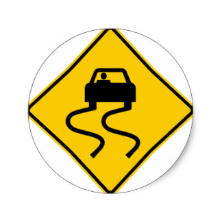 Slippery Road Stickers | Zazzle