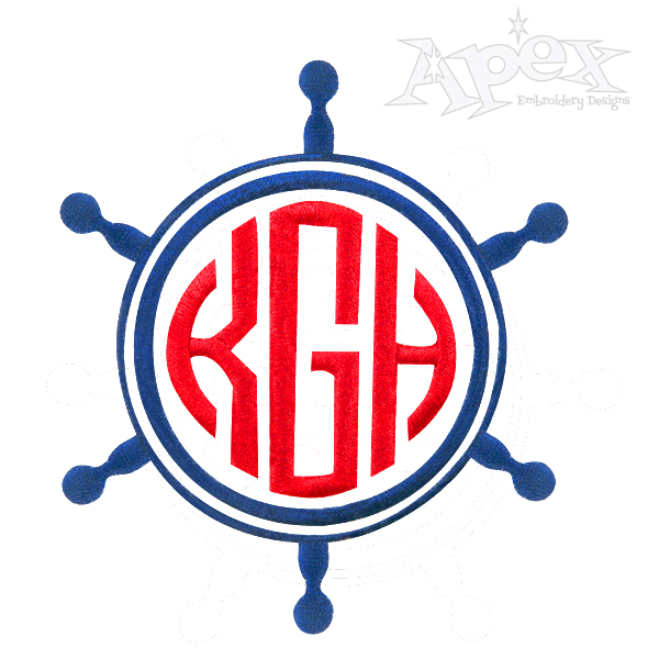 Ship wheel and Compass Rose Monogram Embroidery Designs