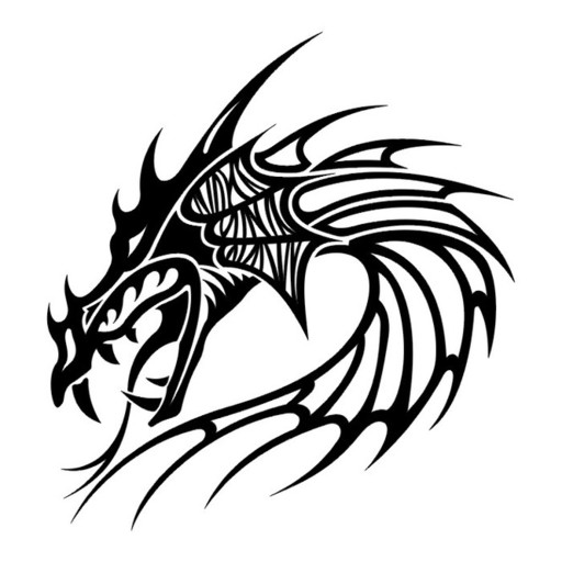 Tribal Dragon Head Tattoos Designs Coloring Pages Clipart - Free ...