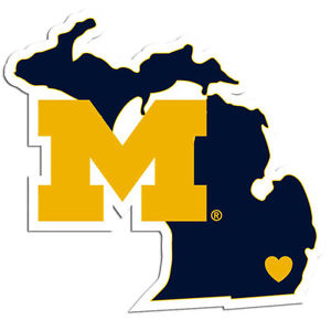 Michigan Wolverines Home State Vinyl Auto Decal (Michigan Shape ...