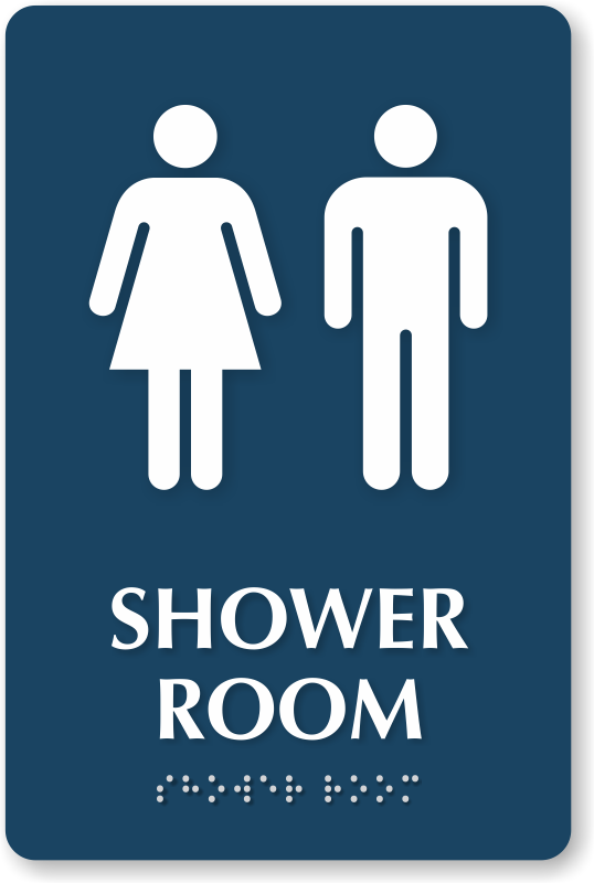 Braille Shower Room Sign With Woman And Man Pictograms, SKU - SB-0319