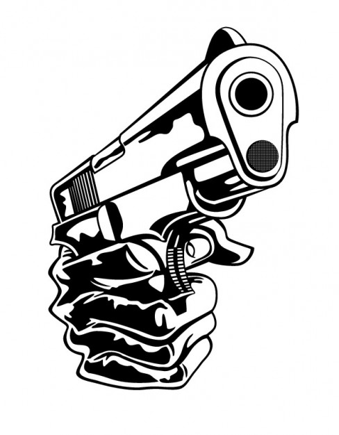 Gun in hand closeup Vector | Free Download