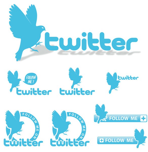 Twitter Bird Social Buttons & Badges Vector Set | Other PSD - ClipArt