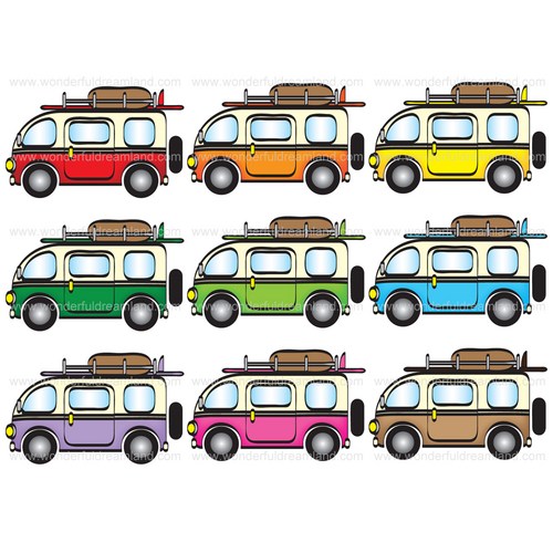 Printable Clip Art PDF PNG File - Camper Van Travel Holiday ...