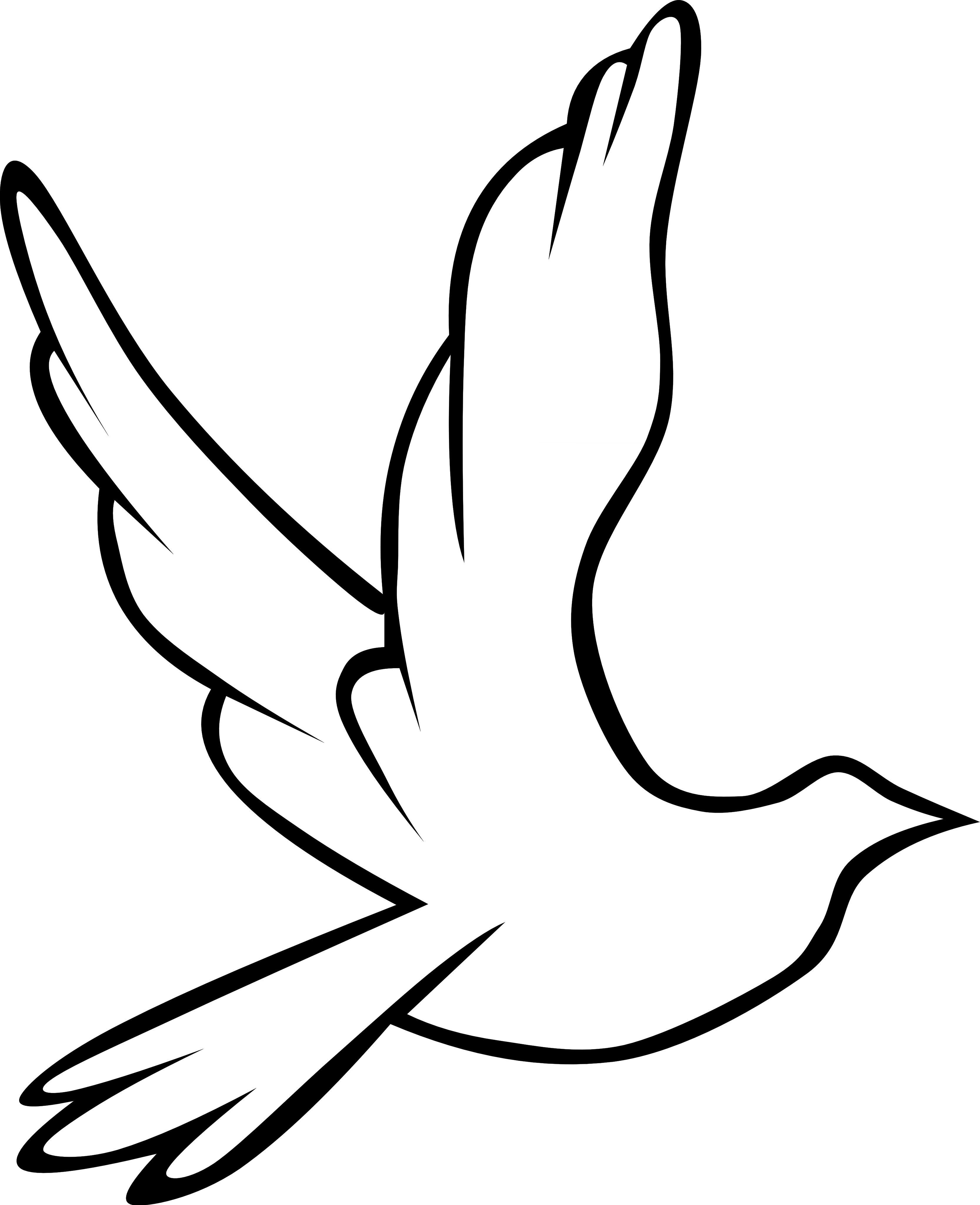 Clip Art: peace dove 1 94 black white line art ...