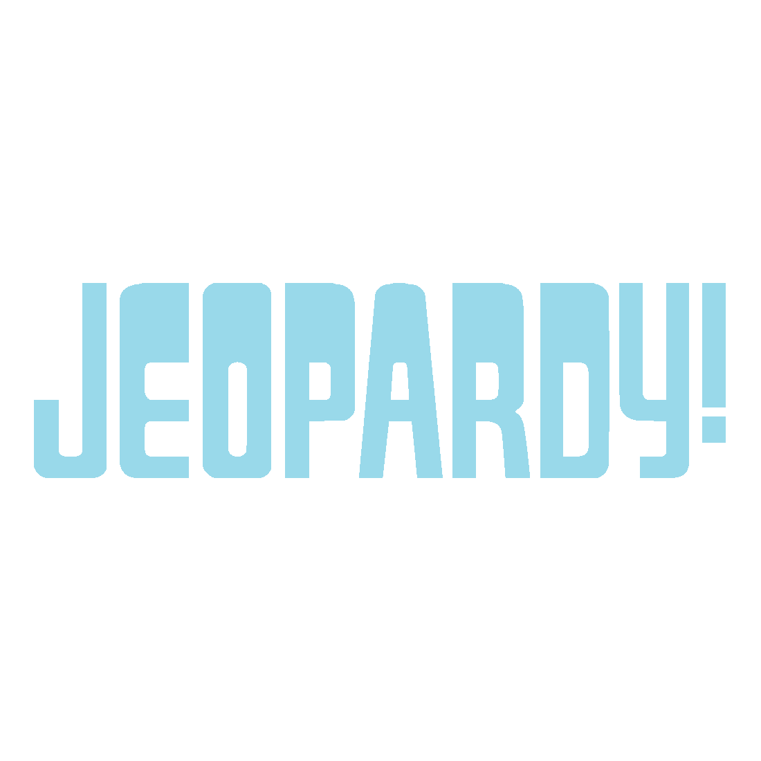 Image - Jeopardy! Logo in White Background in Aqua Blue Letters ...