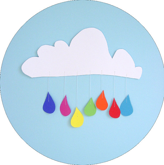 Baby MobileWhite Cloud with Rainbow Color by youngheartslove