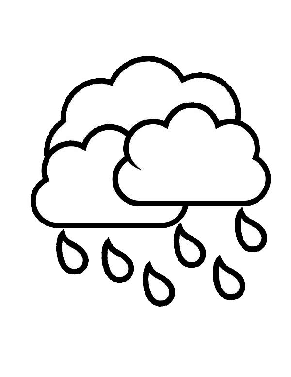 clouds and raindrops Colouring Pages