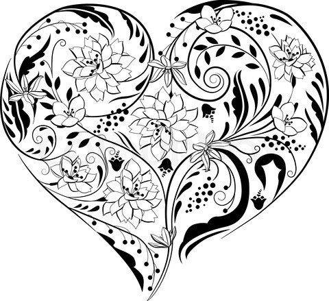 Valentines For > Heart Drawing Black And White