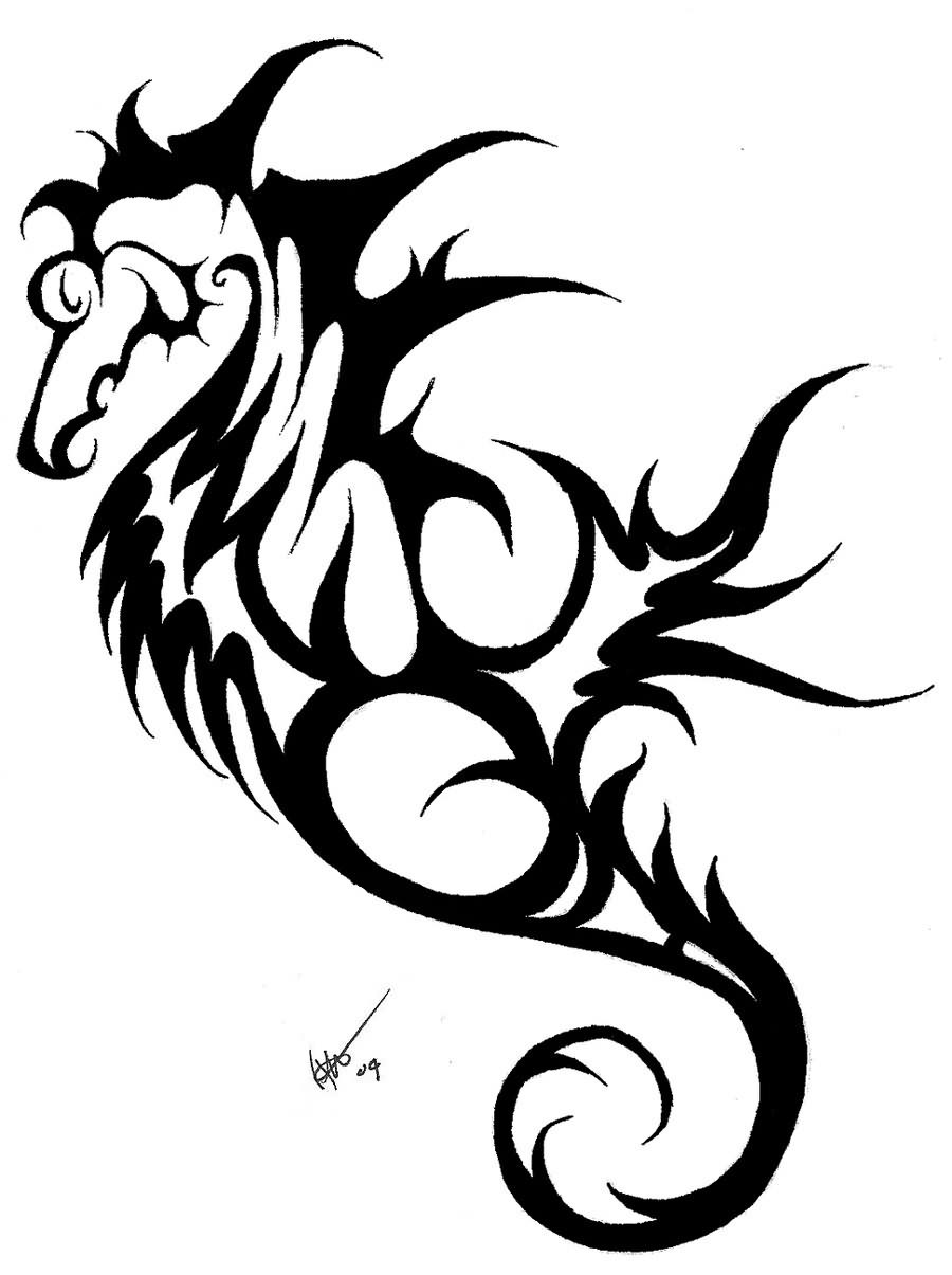 Bio Seahorse Tribal Tattoo Sketch | Fresh 2017 Tattoos Ideas