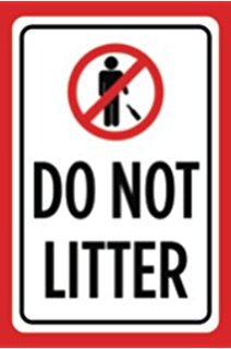 Amazon.com : Do Not Litter Print Red White Black Picture Symbol ...