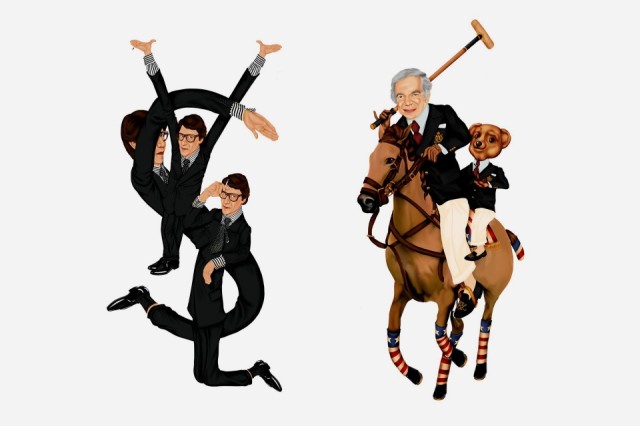 Fashion Brand Logos Recreated with Caricatures of Their Founders