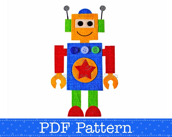 Robot Applique Template, PDF Pattern, Boys Applique Designs DIY ...