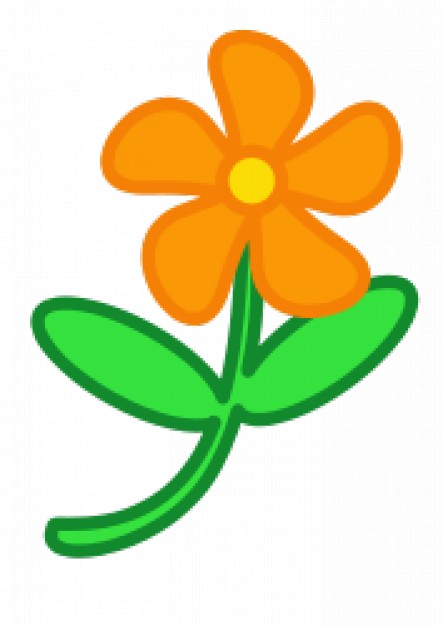 Cartoon orange flower with green leaves | Download free Vector