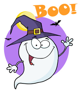 Ghost Clipart Image - Spooky Ghost Saying, "