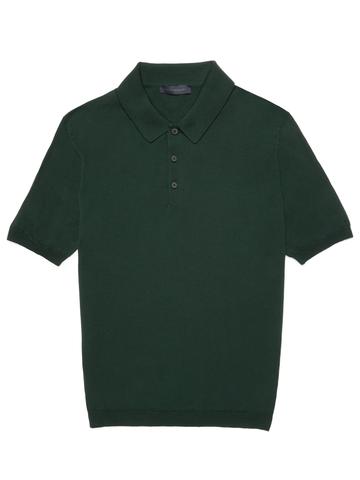 Men's Merino Short Sleeve Polo Shirt Knit in Green | Thom Sweeney